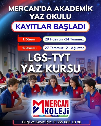 Malatya Mercan Koleji LGS ve TYT Yaz Kursu Kayıtları Başladı